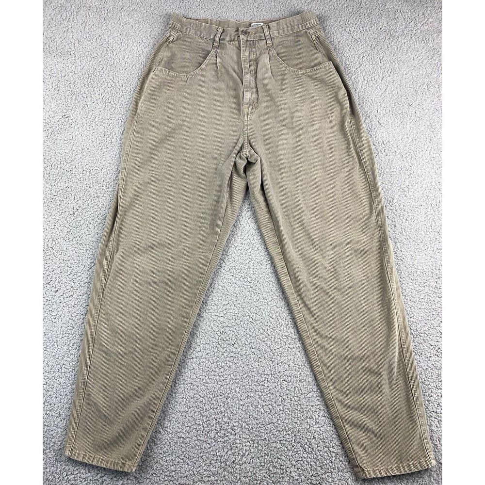 Vintage Brittania Pinstriped Jeans Womens 14 (Actual 30x29) High Waisted Pleated